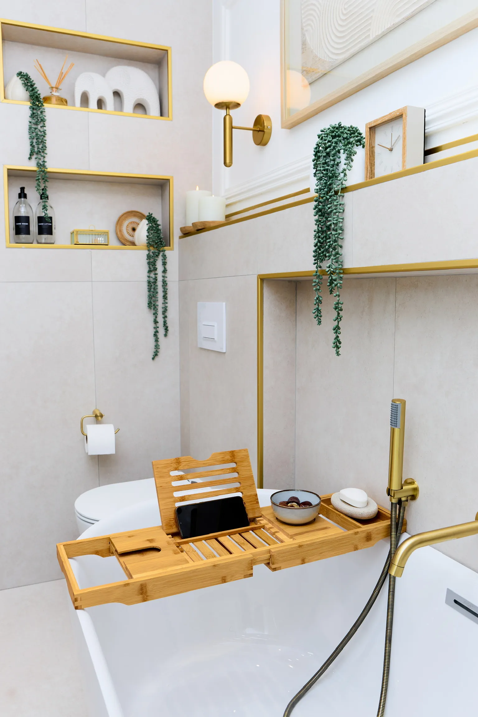 The Golden Bathroom — freestanding bath